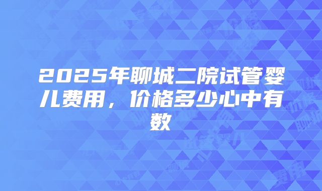 2025年聊城二院试管婴儿费用,价格多少心中有数