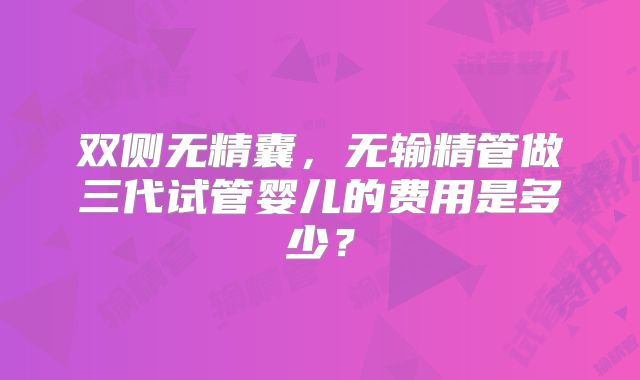 双侧无精囊,无输精管做三代试管婴儿的费用是多少?