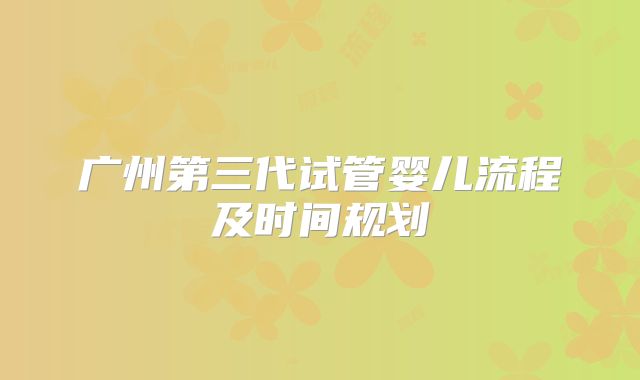 广州第三代试管婴儿流程及时间规划