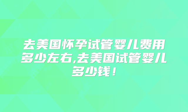 去美国怀孕试管婴儿费用多少左右,去美国试管婴儿多少钱！