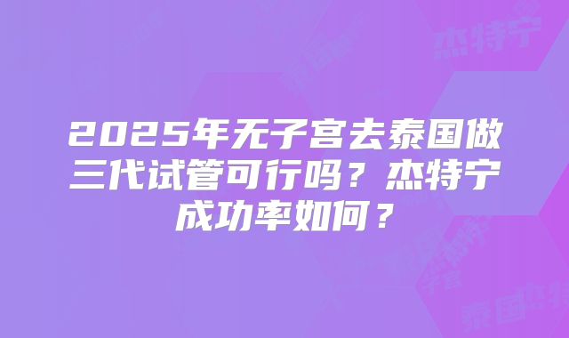 2025年无子宫去泰国做三代试管可行吗？杰特宁成功率如何？