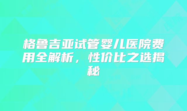 格鲁吉亚试管婴儿医院费用全解析,性价比之选揭秘
