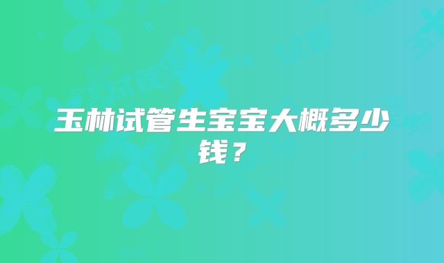 玉林试管生宝宝大概多少钱？