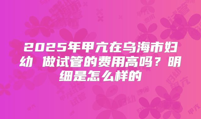 2025年甲亢在乌海市妇幼 做试管的费用高吗?明细是怎么样的