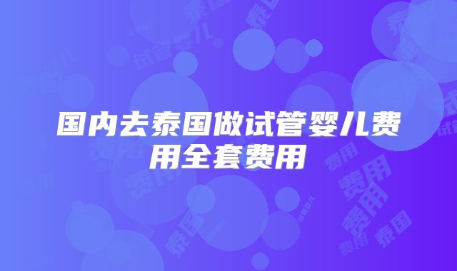 国内去泰国做试管婴儿费用全套费用