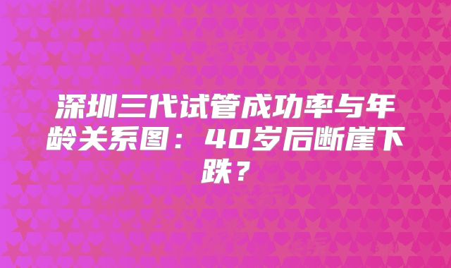 深圳三代试管成功率与年龄关系图：40岁后断崖下跌？