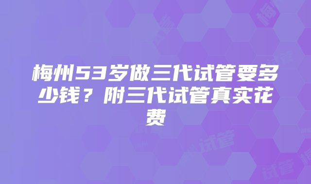 梅州53岁做三代试管要多少钱?附三代试管真实花费