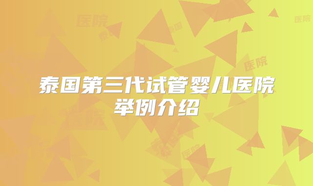 泰国第三代试管婴儿医院举例介绍