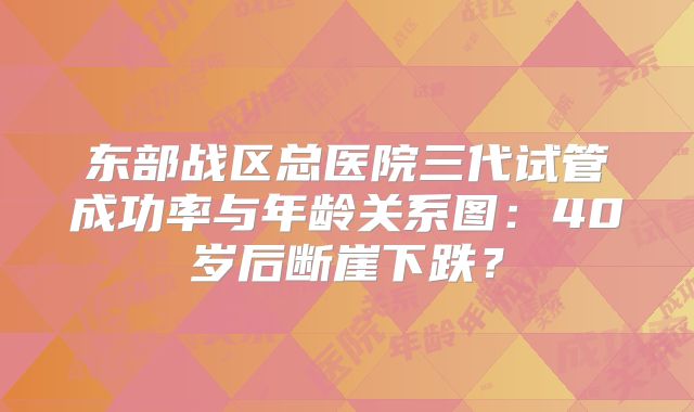 东部战区总医院三代试管成功率与年龄关系图：40岁后断崖下跌？