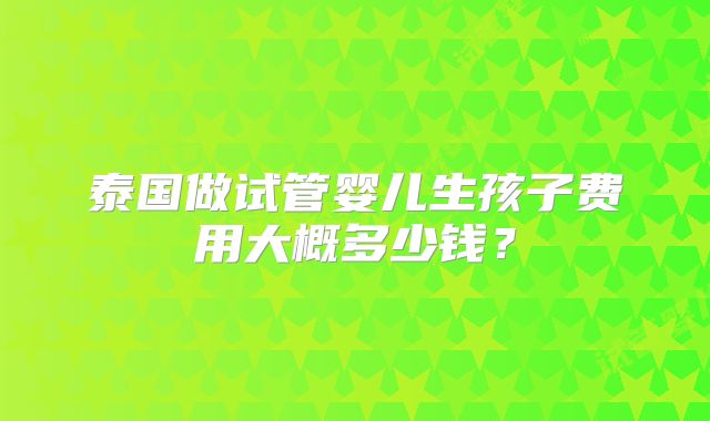 泰国做试管婴儿生孩子费用大概多少钱?