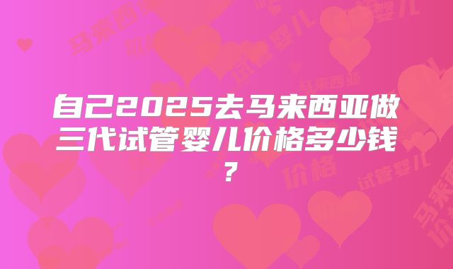 自己2025去马来西亚做三代试管婴儿价格多少钱？