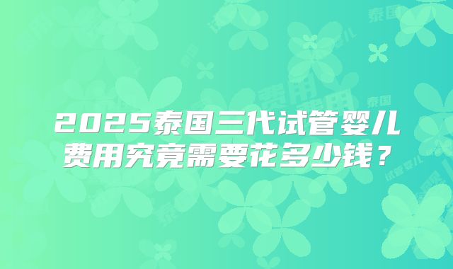 2025泰国三代试管婴儿费用究竟需要花多少钱?