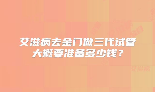 艾滋病去金门做三代试管大概要准备多少钱？