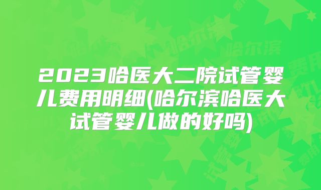 2023哈医大二院试管婴儿费用明细(哈尔滨哈医大试管婴儿做的好吗)