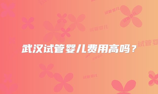 武汉试管婴儿费用高吗?