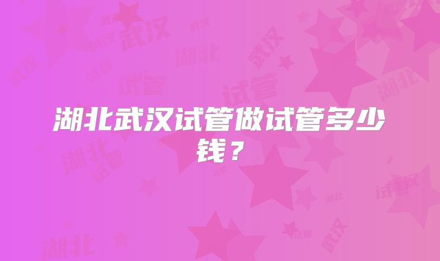 湖北武汉试管做试管多少钱?