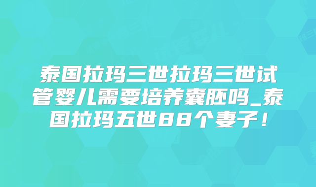 泰国拉玛三世拉玛三世试管婴儿需要培养囊胚吗_泰国拉玛五世88个妻子！