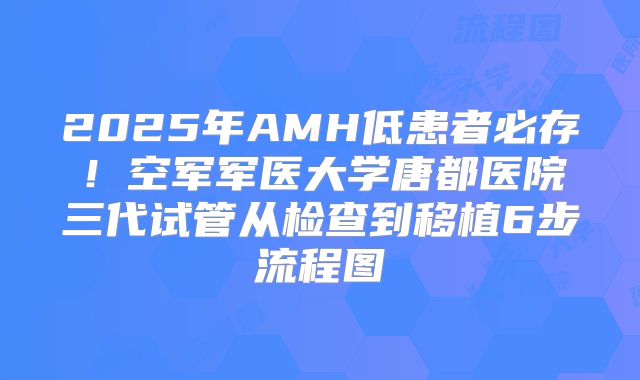2025年AMH低患者必存！空军军医大学唐都医院三代试管从检查到移植6步流程图