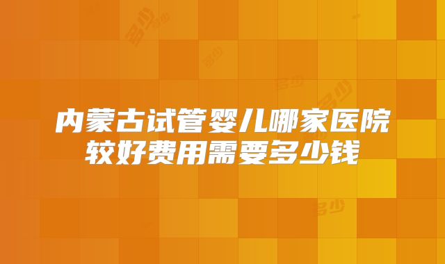 内蒙古试管婴儿哪家医院较好费用需要多少钱
