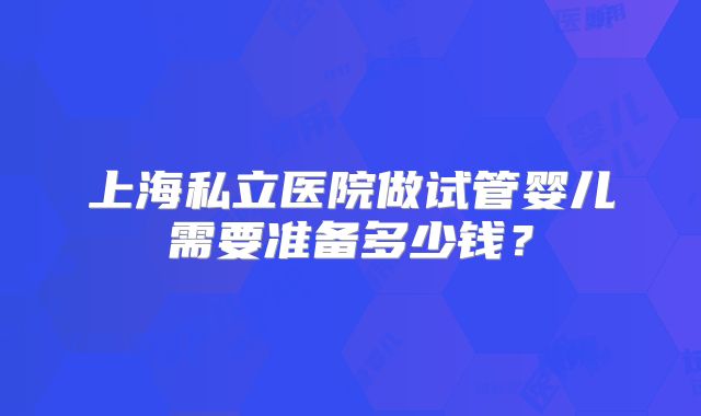 上海私立医院做试管婴儿需要准备多少钱？