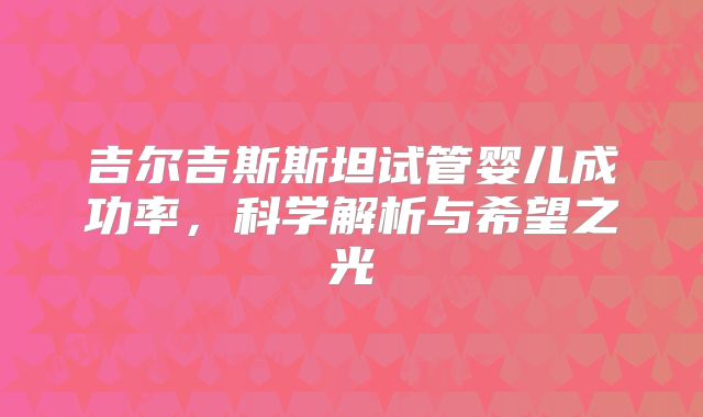 吉尔吉斯斯坦试管婴儿成功率，科学解析与希望之光