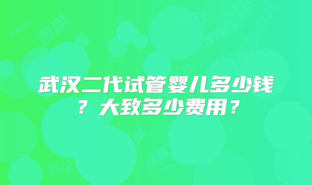 武汉二代试管婴儿多少钱？大致多少费用？