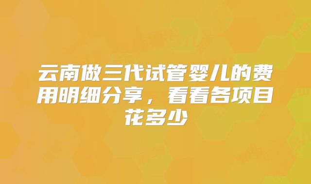 云南做三代试管婴儿的费用明细分享，看看各项目花多少
