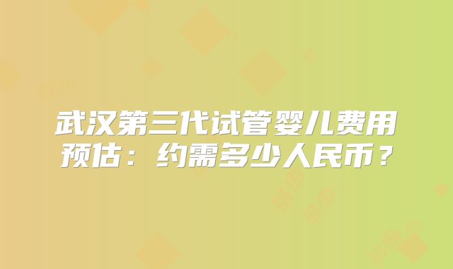 武汉第三代试管婴儿费用预估:约需多少人民币?