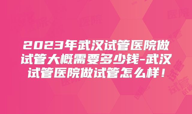 2023年武汉试管医院做试管大概需要多少钱-武汉试管医院做试管怎么样！