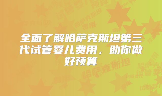 全面了解哈萨克斯坦第三代试管婴儿费用，助你做好预算