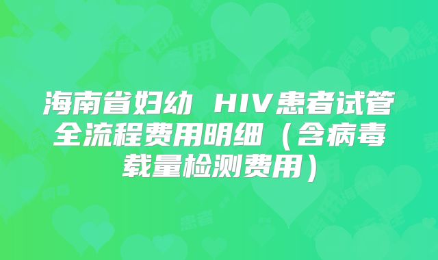 海南省妇幼 HIV患者试管全流程费用明细（含病毒载量检测费用）