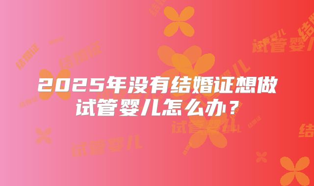 2025年没有结婚证想做试管婴儿怎么办？