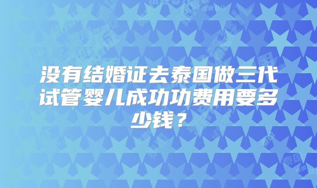 没有结婚证去泰国做三代试管婴儿成功功费用要多少钱?