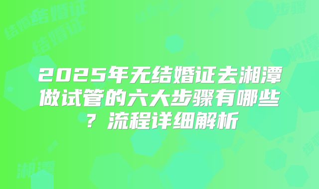 2025年无结婚证去湘潭做试管的六大步骤有哪些？流程详细解析
