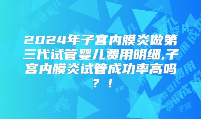 2024年子宫内膜炎做第三代试管婴儿费用明细,子宫内膜炎试管成功率高吗？！