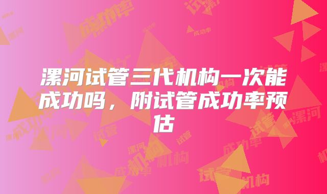 漯河试管三代机构一次能成功吗，附试管成功率预估