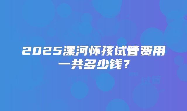 2025漯河怀孩试管费用一共多少钱？