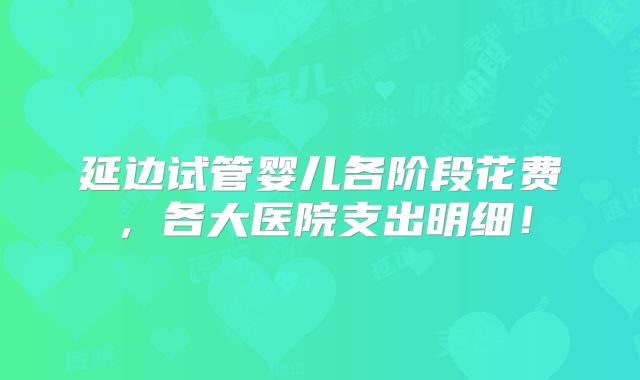 延边试管婴儿各阶段花费，各大医院支出明细！