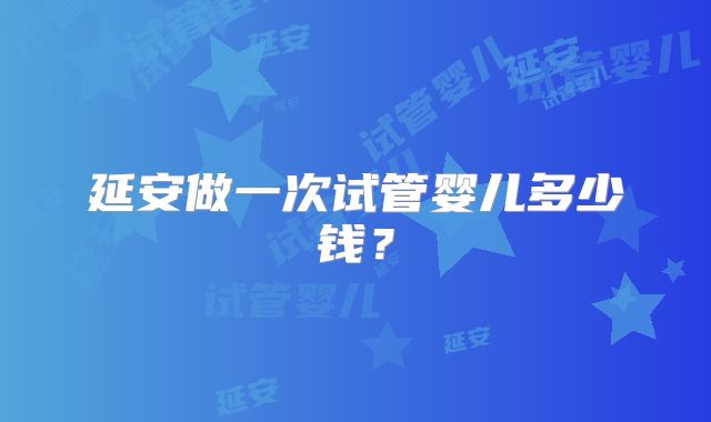延安做一次试管婴儿多少钱？