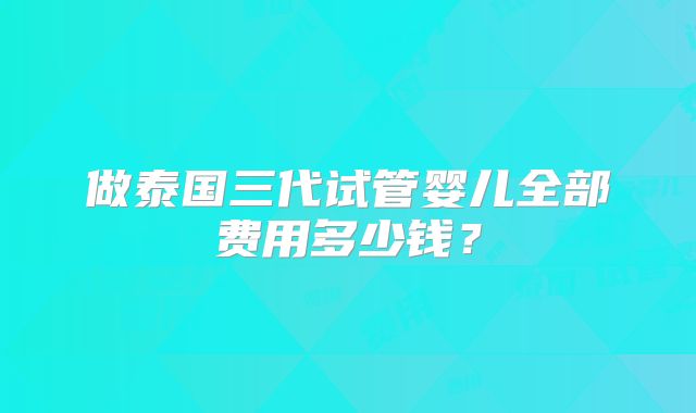 做泰国三代试管婴儿全部费用多少钱？