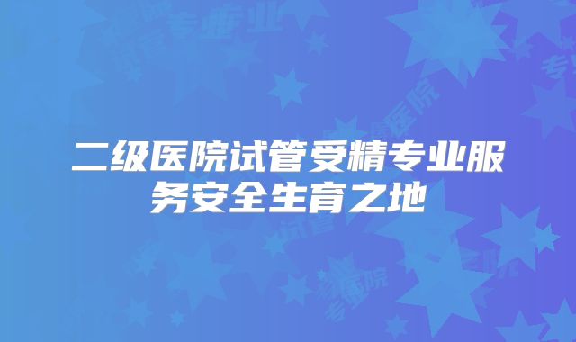 二级医院试管受精专业服务安全生育之地