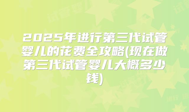 2025年进行第三代试管婴儿的花费全攻略(现在做第三代试管婴儿大概多少钱)