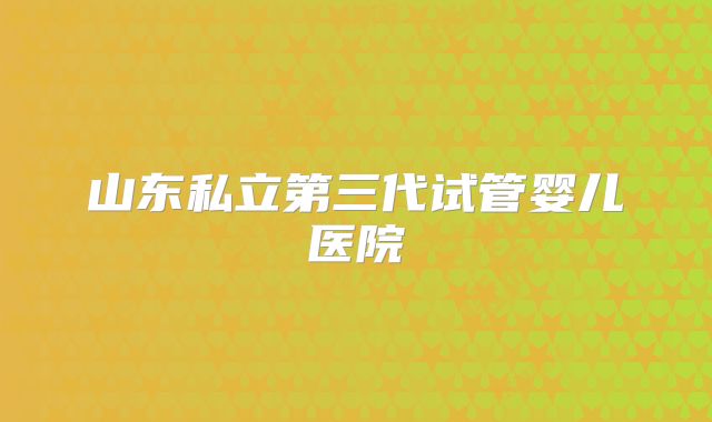 山东私立第三代试管婴儿医院