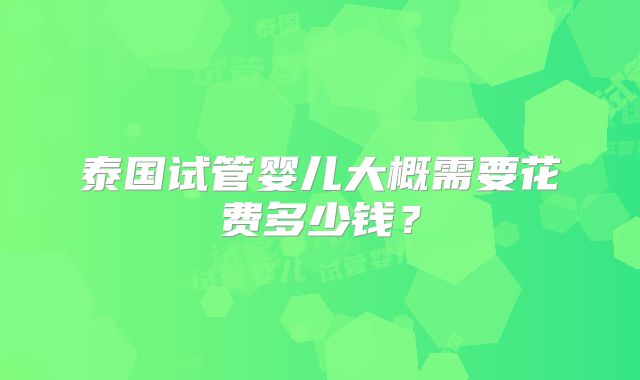 泰国试管婴儿大概需要花费多少钱？