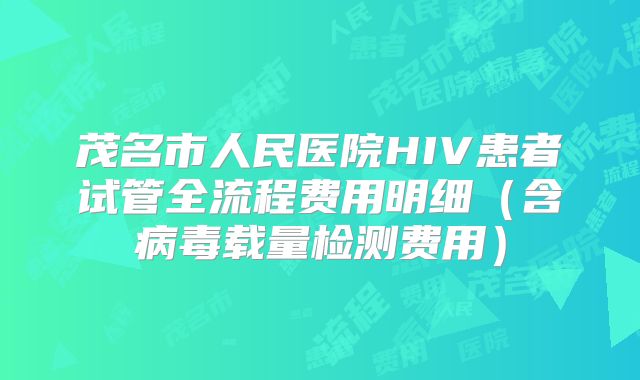 茂名市人民医院HIV患者试管全流程费用明细（含病毒载量检测费用）