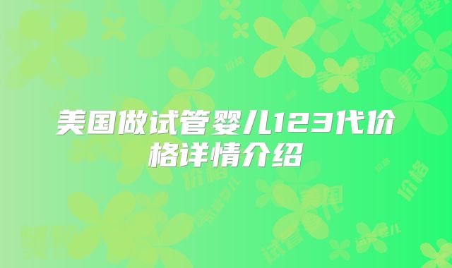 美国做试管婴儿123代价格详情介绍