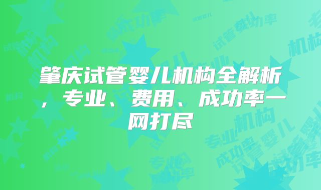 肇庆试管婴儿机构全解析,专业、费用、成功率一网打尽