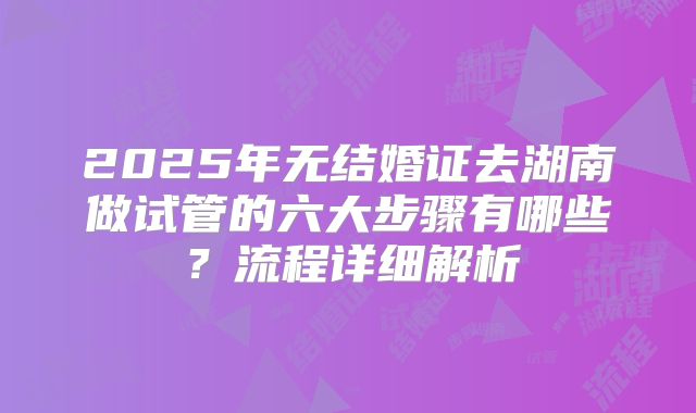 2025年无结婚证去湖南做试管的六大步骤有哪些？流程详细解析