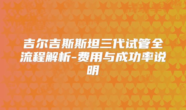 吉尔吉斯斯坦三代试管全流程解析-费用与成功率说明
