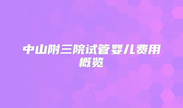 中山附三院试管婴儿费用概览